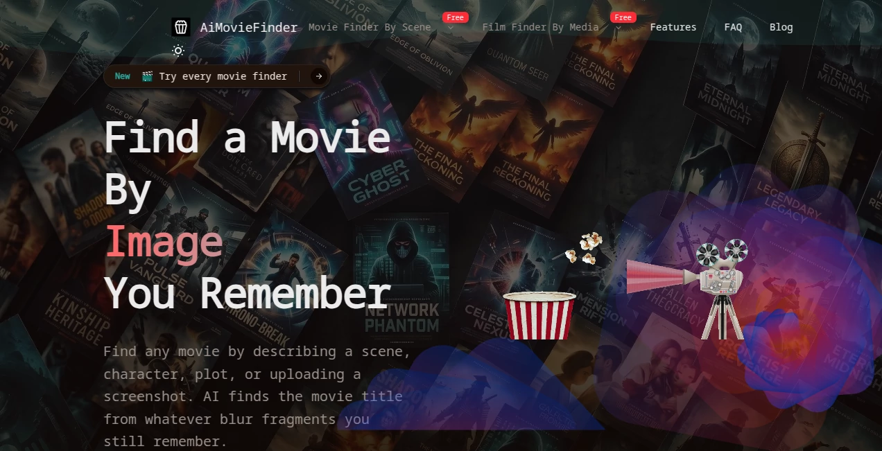 Screenshot of AiMovieFinder – An AI tool in the ,AI Image Recognition ,AI Search Engine  category, showcasing its interface and key features.