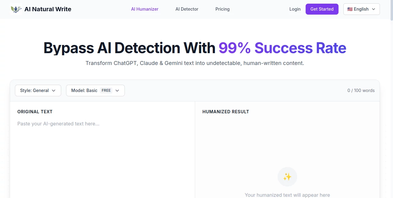 Screenshot of AI Natural Write – An AI tool in the ,AI Rewriter ,AI Paraphraser ,AI Writing Assistants ,AI Content Generator  category, showcasing its interface and key features.