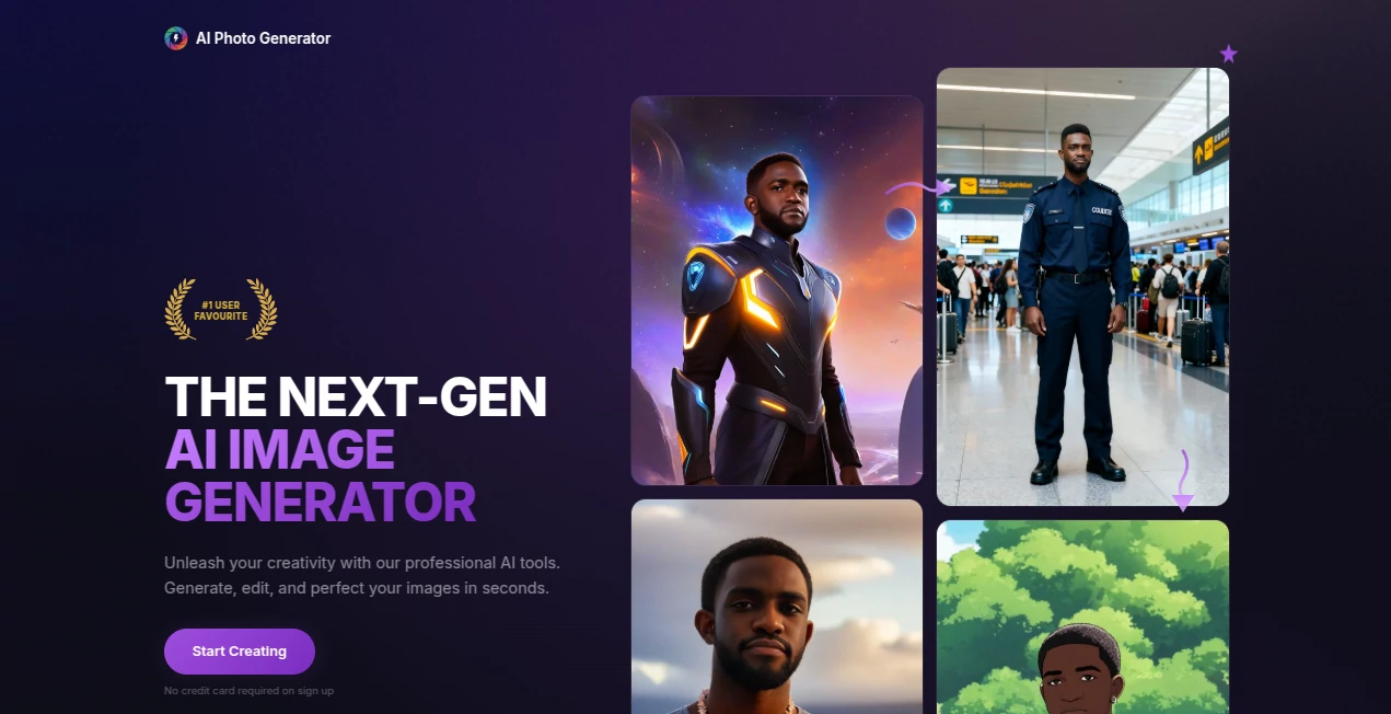 Screenshot of AI Photo Generator – An AI tool in the ,AI Text to Image ,AI Photo & Image Generator ,AI Art Generator  category, showcasing its interface and key features.