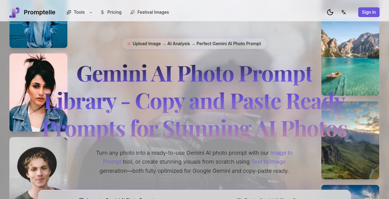 Screenshot of Promptelle – An AI tool in the ,AI Creative Writing ,AI Content Generator ,AI Photo & Image Generator ,AI Art Generator  category, showcasing its interface and key features.