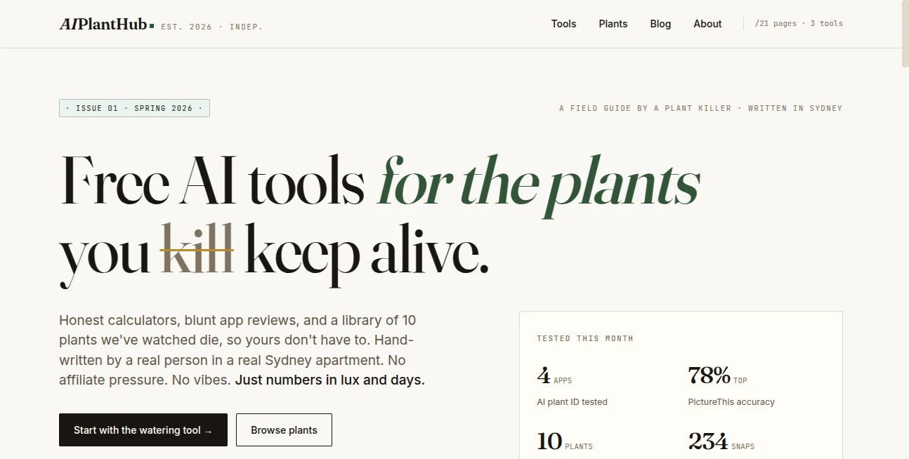 Screenshot of AI Plant Hub – An AI tool in the ,AI Life Assistant ,AI Fun Tools ,AI Education Assistant ,AI Research Tool  category, showcasing its interface and key features.