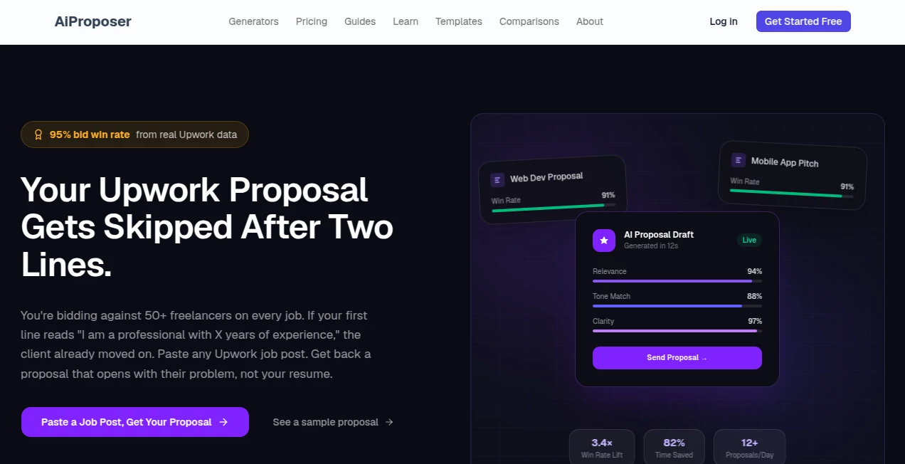Screenshot of AiProposer – An AI tool in the ,AI Reply Assistant ,AI Content Generator ,AI Digital Marketing Generator ,AI Email Generator  category, showcasing its interface and key features.