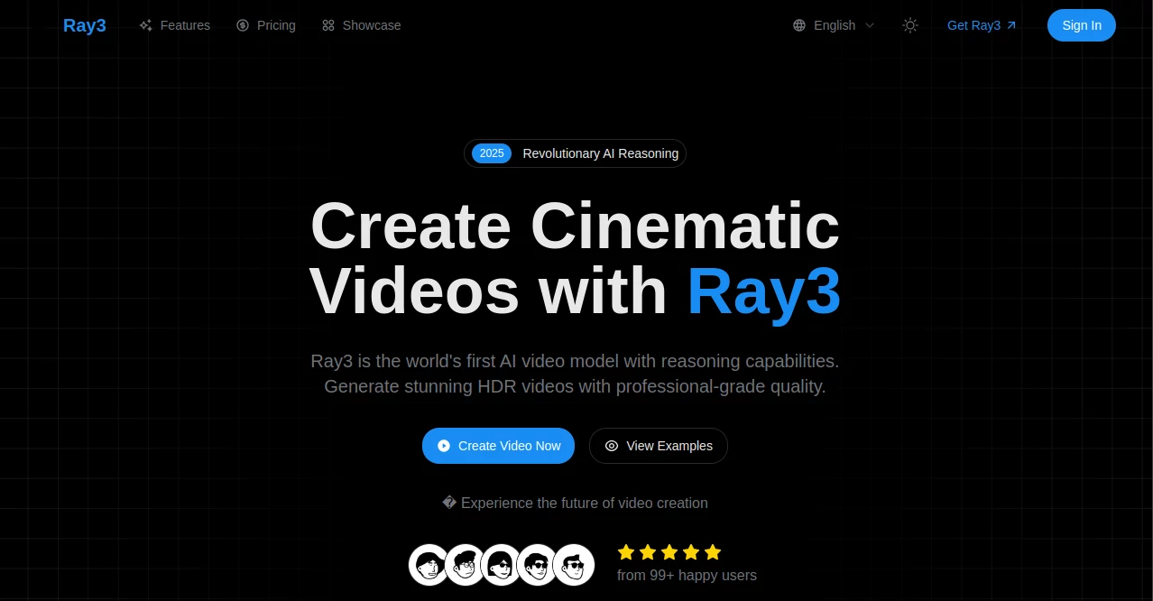 Screenshot of Ray3 – An AI tool in the ,AI Animated Video ,AI Image to Video ,AI Video Generator ,AI Text to Video  category, showcasing its interface and key features.