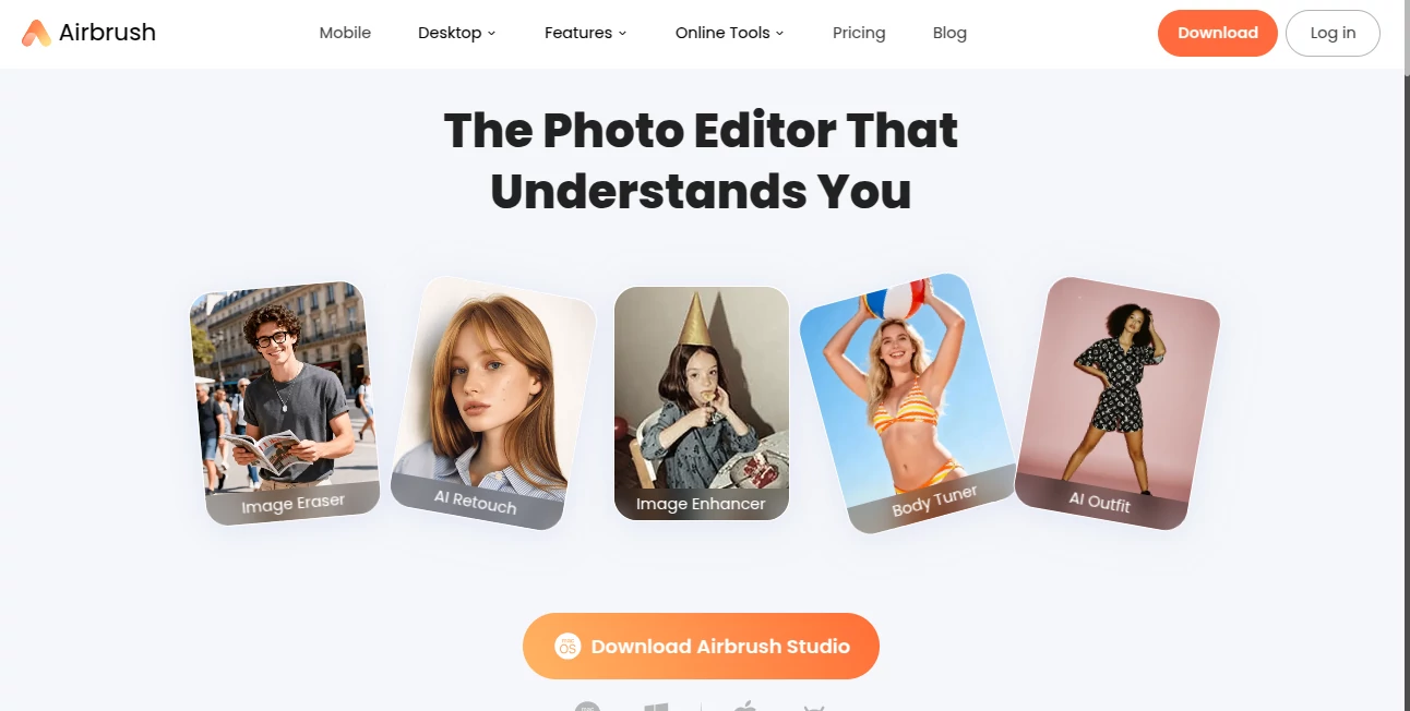 Screenshot of Airbrush – An AI tool in the ,AI Photo & Image Generator ,AI Selfie & Portrait ,Photo & Image Editor ,AI Photo Enhancer  category, showcasing its interface and key features.