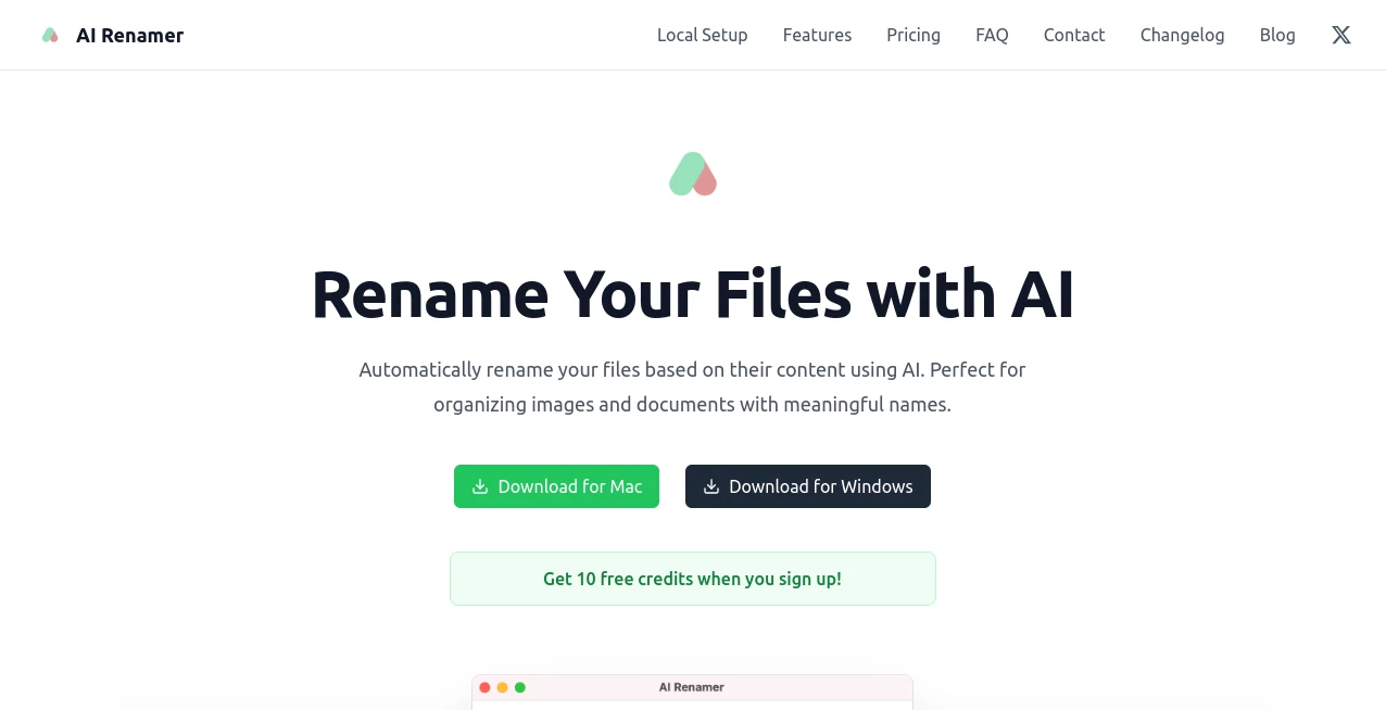 Screenshot of AI Renamer – An AI tool in the ,AI Productivity Tools ,AI Workflow Management ,AI Files Assistant  category, showcasing its interface and key features.