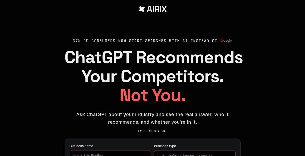 Screenshot of Airix AI Scan – An AI tool in the ,AI Research Tool ,AI Analytics Assistant ,AI SEO Assistant ,Marketing  category, showcasing its interface and key features.