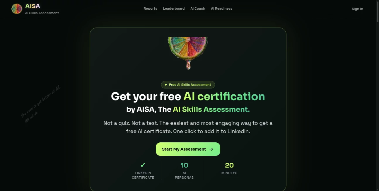 Screenshot of AISA – An AI tool in the ,AI Course ,AI Education Assistant ,AI Coaching  category, showcasing its interface and key features.