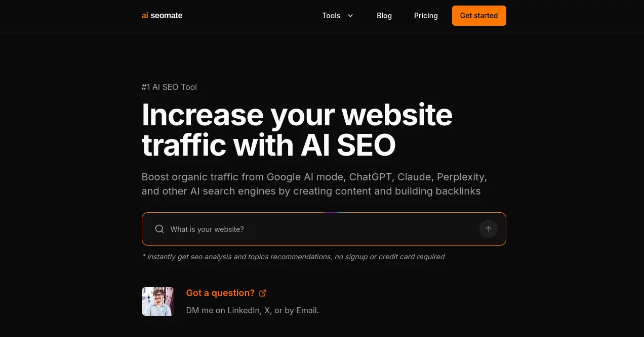 Screenshot of AISEOMate – An AI tool in the ,AI Content Generator ,AI Research Tool ,AI SEO Assistant ,AI Marketing Plan Generator  category, showcasing its interface and key features.