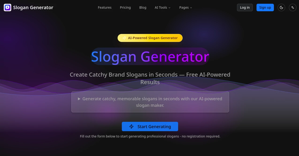 Screenshot of Slogan Generator – An AI tool in the ,AI Creative Writing ,AI Content Generator ,AI Copywriting ,AI Marketing Plan Generator  category, showcasing its interface and key features.
