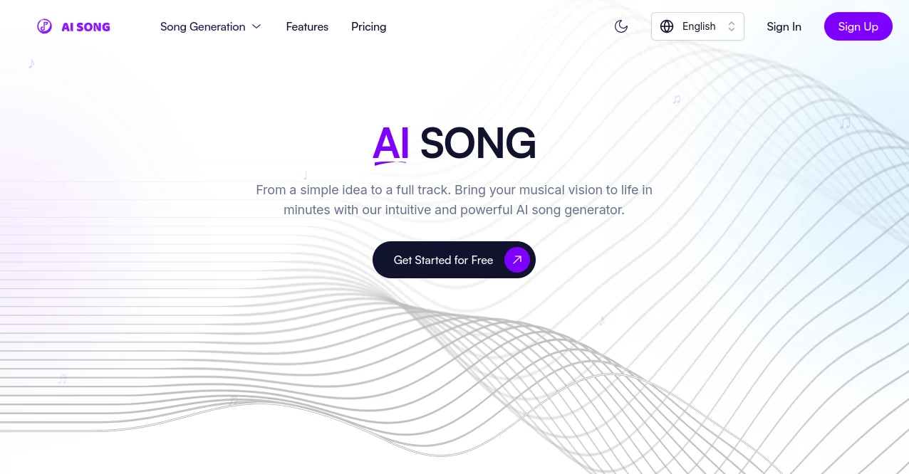 Screenshot of AI Song – An AI tool in the ,AI Singing Generator ,AI Lyrics Generator ,AI Music Generator  category, showcasing its interface and key features.