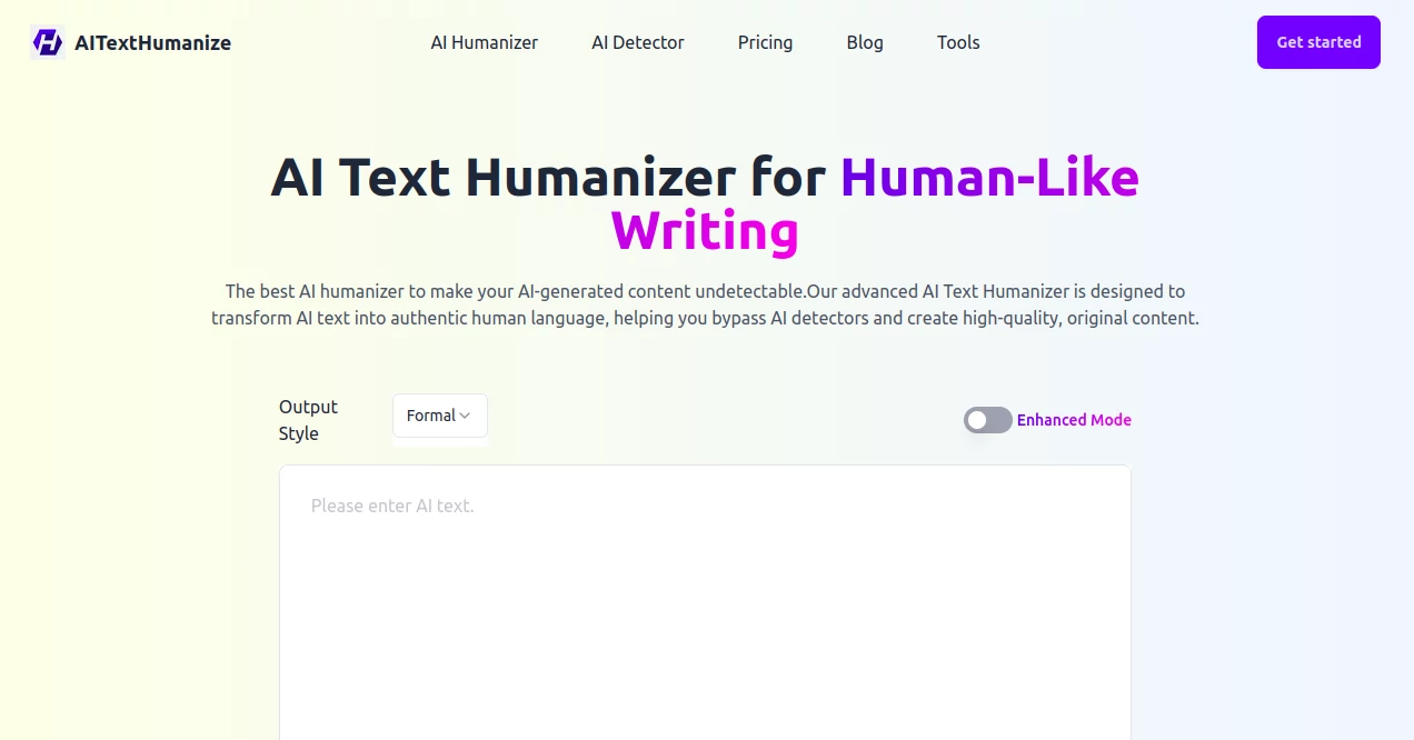 Screenshot of AITextHumanize – An AI tool in the ,AI Paraphraser ,AI Rewriter ,AI Content Detector ,AI General Writing  category, showcasing its interface and key features.