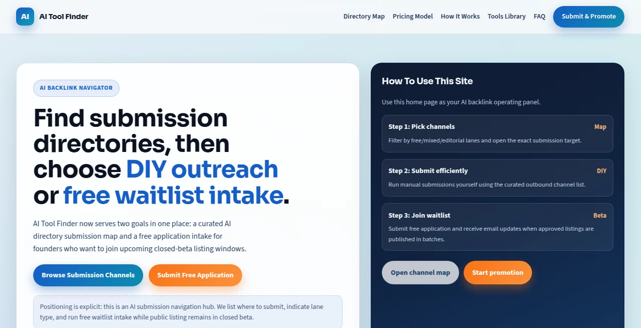 Screenshot of AI Tool Finder – An AI tool in the ,AI Tools Directory  category, showcasing its interface and key features.
