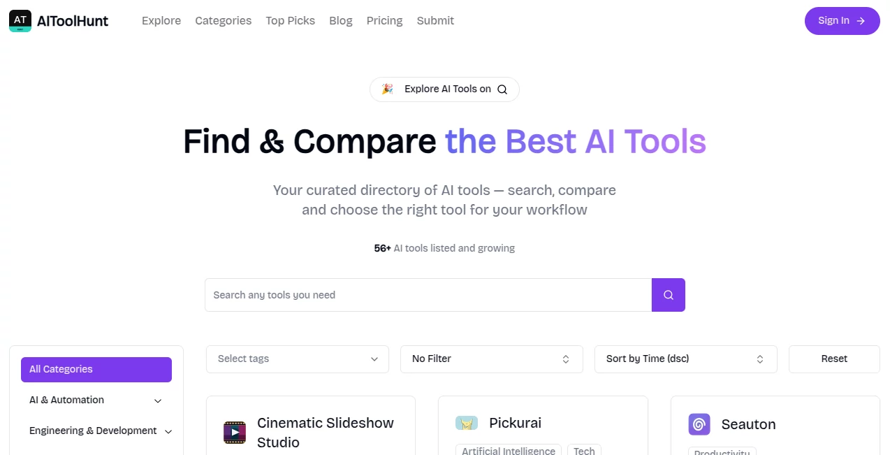 Screenshot of AIToolHunt – An AI tool in the ,AI Tools Directory  category, showcasing its interface and key features.