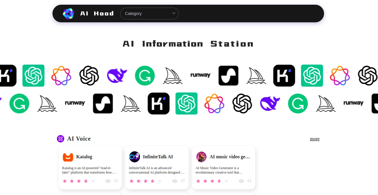 Screenshot of AIToolsHood – An AI tool in the ,AI Tools Directory  category, showcasing its interface and key features.