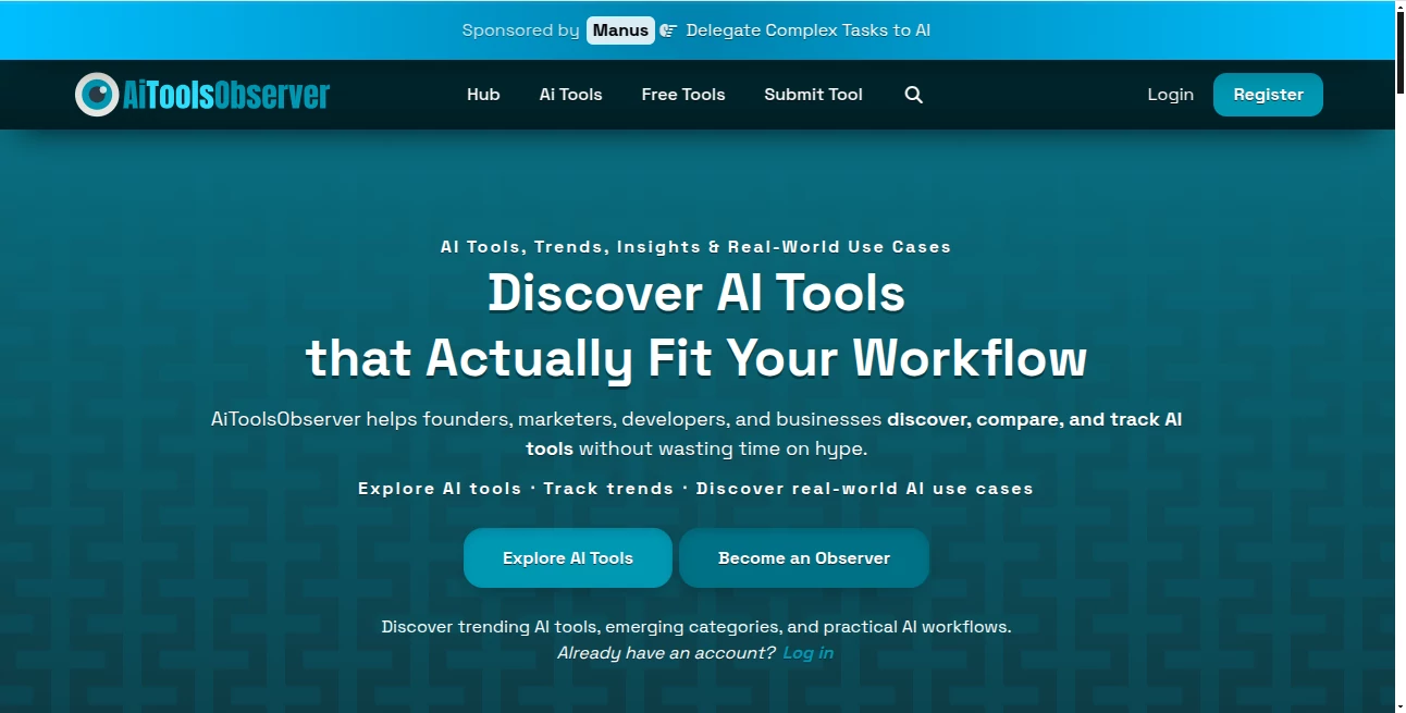 Screenshot of AiToolsObserver – An AI tool in the ,AI Tools Directory ,Other  category, showcasing its interface and key features.