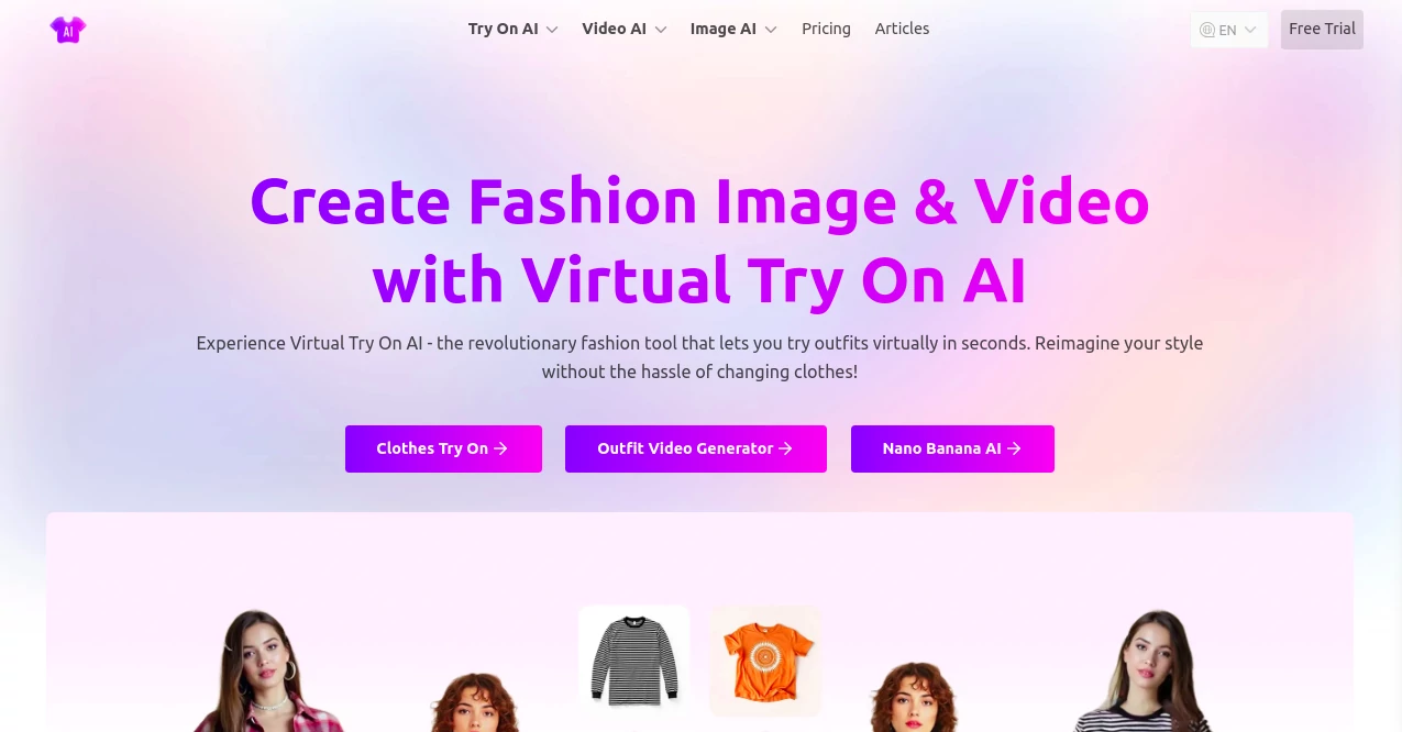 Screenshot of Virtual Try On AI – An AI tool in the ,AI Design Assistant ,AI Photo & Image Generator ,AI Clothing Generator  category, showcasing its interface and key features.