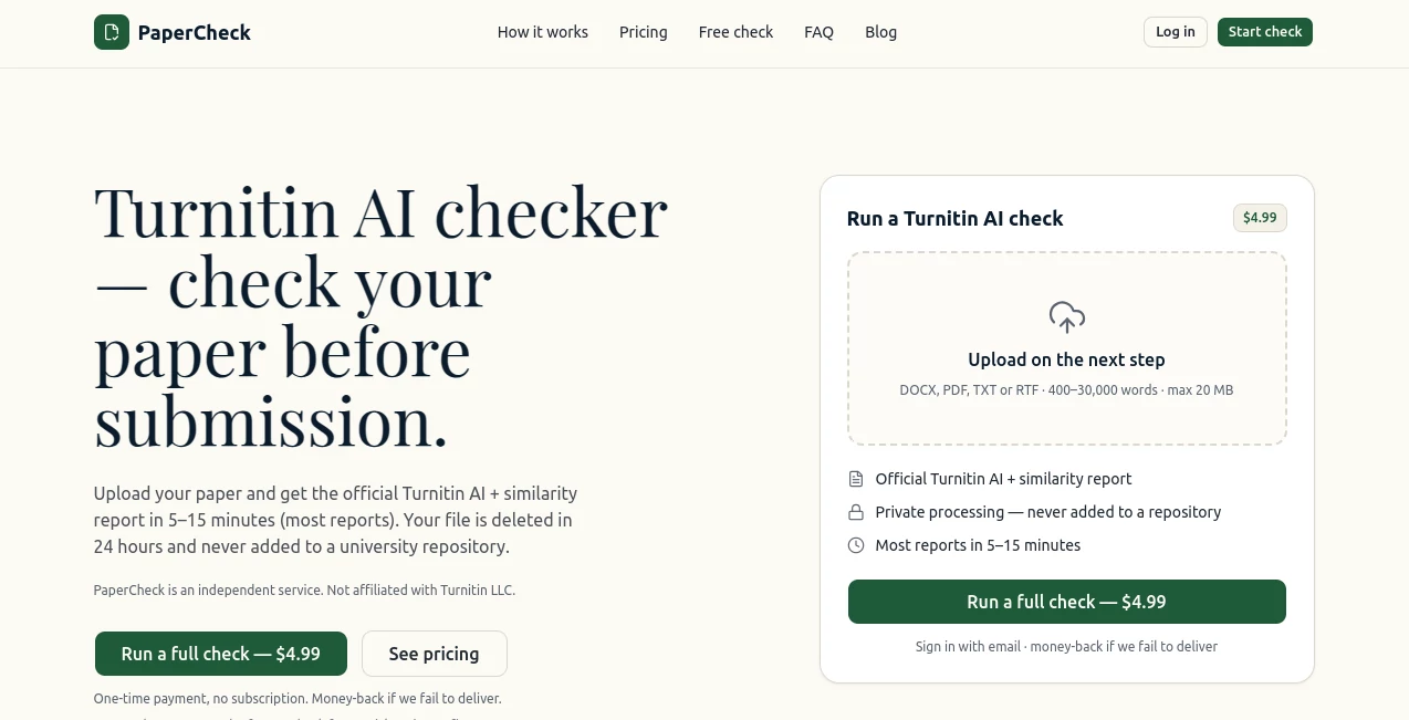 Screenshot of PaperCheck – An AI tool in the ,AI Education Assistant  category, showcasing its interface and key features.