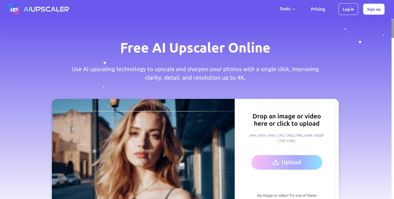 Screenshot of AI Image Upscaler – An AI tool in the ,AI Photo Enhancer ,AI Photography ,AI Image to Image ,AI Graphic Design  category, showcasing its interface and key features.