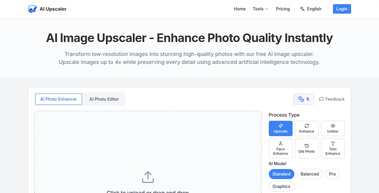 Screenshot of AI Upscaler – An AI tool in the ,AI Photo & Image Generator ,Photo & Image Editor ,AI Photo Enhancer ,AI Image to Image  category, showcasing its interface and key features.