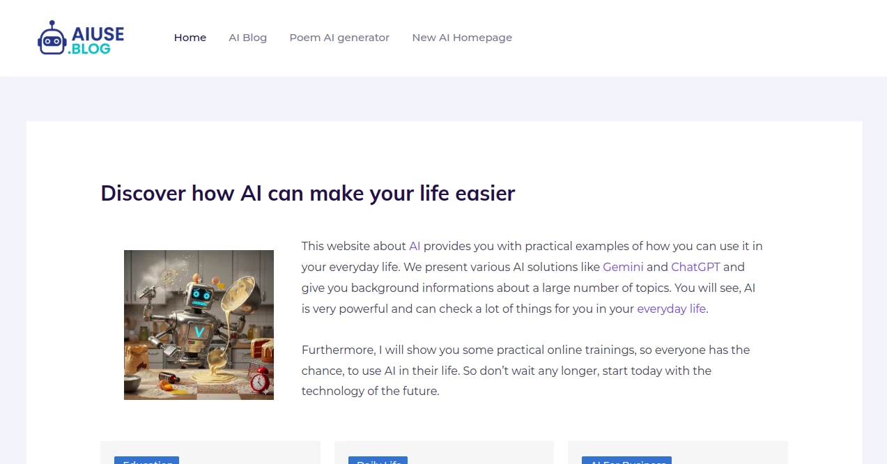 Screenshot of AIuse.blog – An AI tool in the ,AI Tools Directory  category, showcasing its interface and key features.