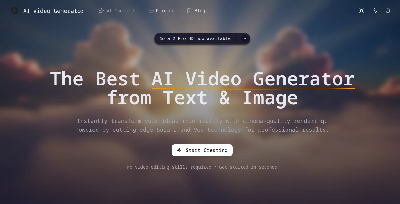 Screenshot of AIVideoGenerator.Best – An AI tool in the ,AI Image to Video ,AI Text to Video ,AI Video Generator ,AI Short Clips Generator  category, showcasing its interface and key features.