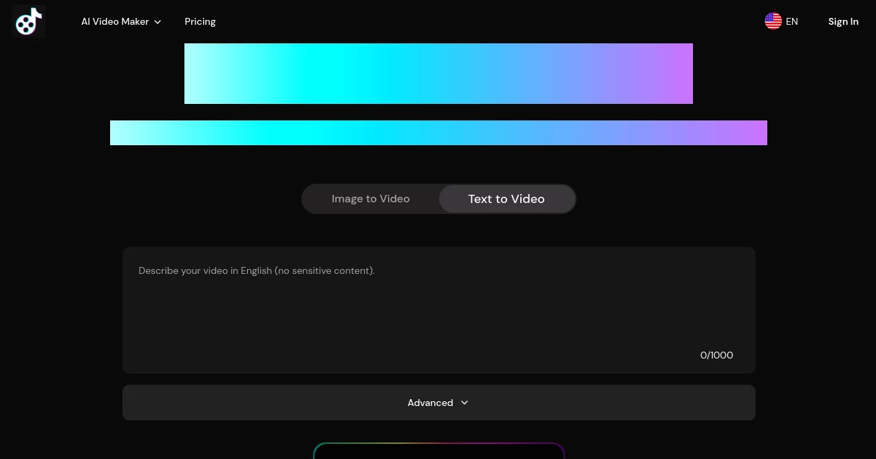 Screenshot of Free AI Video Maker – An AI tool in the ,AI Video Editor ,AI Video Generator ,AI Text to Video ,AI Thumbnail Maker  category, showcasing its interface and key features.