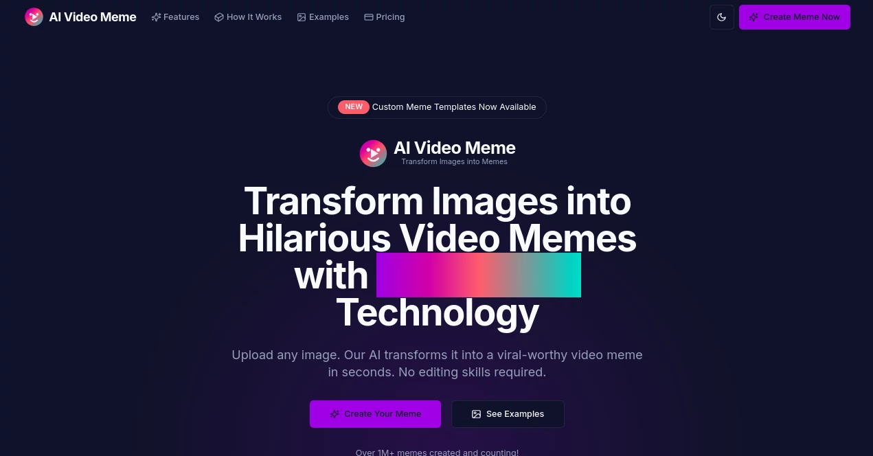 Screenshot of AI Video Meme – An AI tool in the ,AI Fun Tools ,AI Video Generator ,AI Short Clips Generator  category, showcasing its interface and key features.