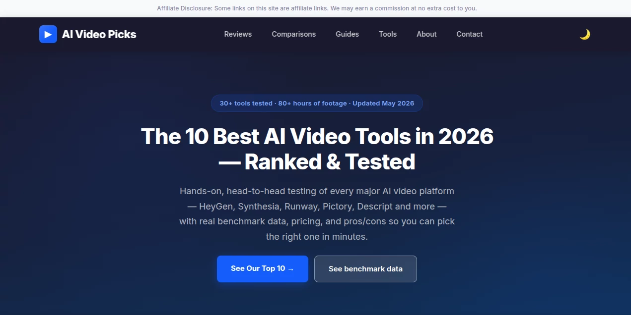 Screenshot of AI Video Picks – An AI tool in the ,AI Video Generator  category, showcasing its interface and key features.