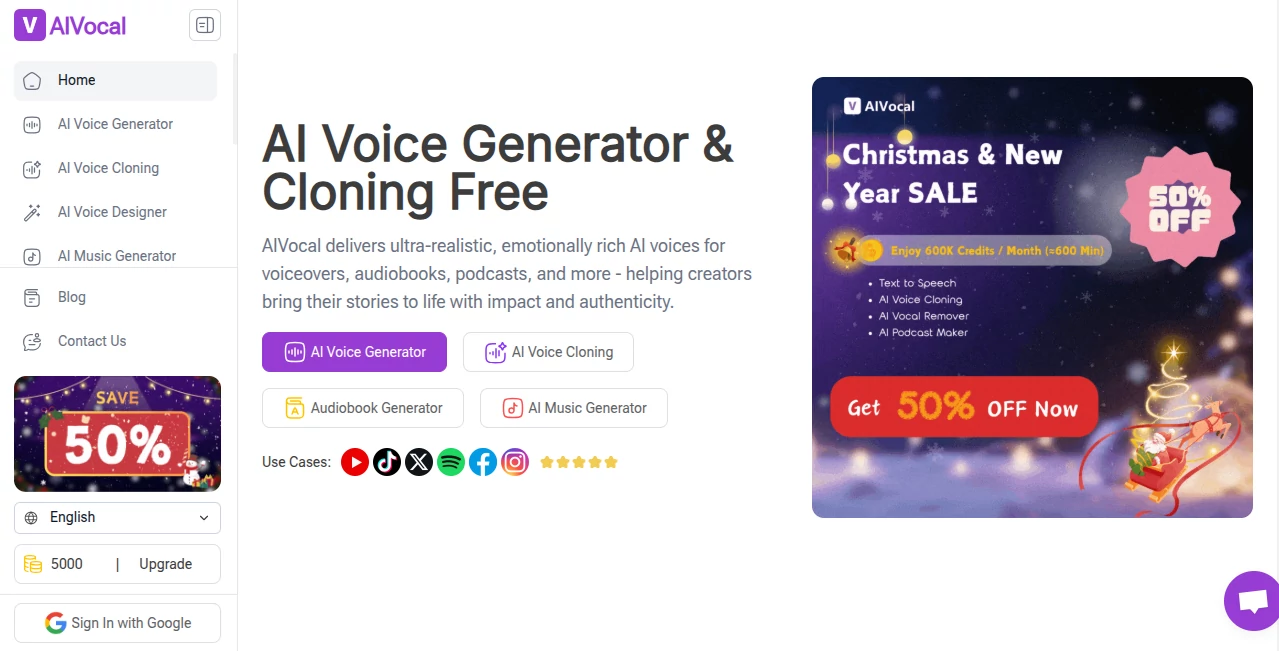 Screenshot of AIVocal – An AI tool in the ,AI Voice Chat Generator ,AI Voice Cloning ,AI Text to Speech ,AI Voice & Audio Editing  category, showcasing its interface and key features.
