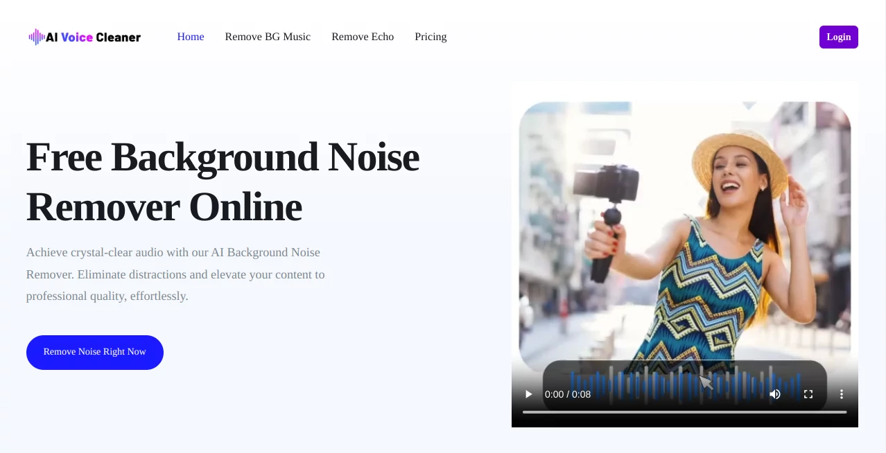Screenshot of AI Voice Cleaner – An AI tool in the ,AI Audio Enhancer ,AI Voice & Audio Editing ,AI Speech Recognition ,AI Noise Cancellation  category, showcasing its interface and key features.