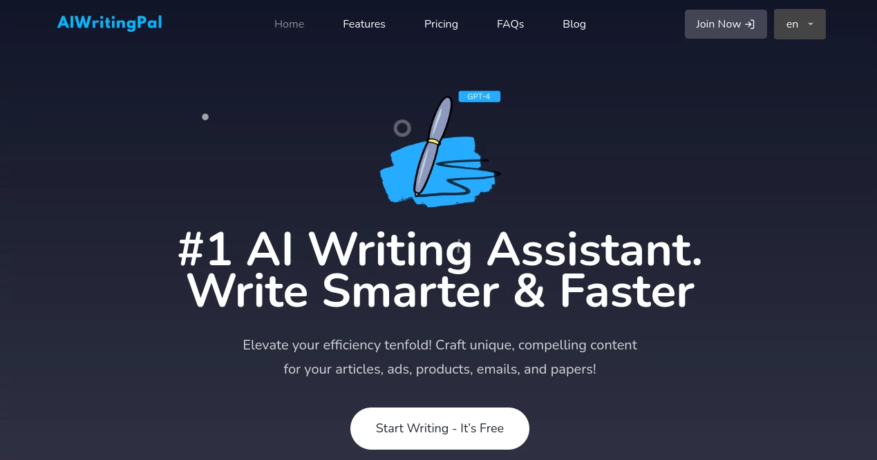 Screenshot of AIWritingPal – An AI tool in the ,AI Content Generator ,AI Email Writer ,AI Text to Speech ,AI General Writing  category, showcasing its interface and key features.
