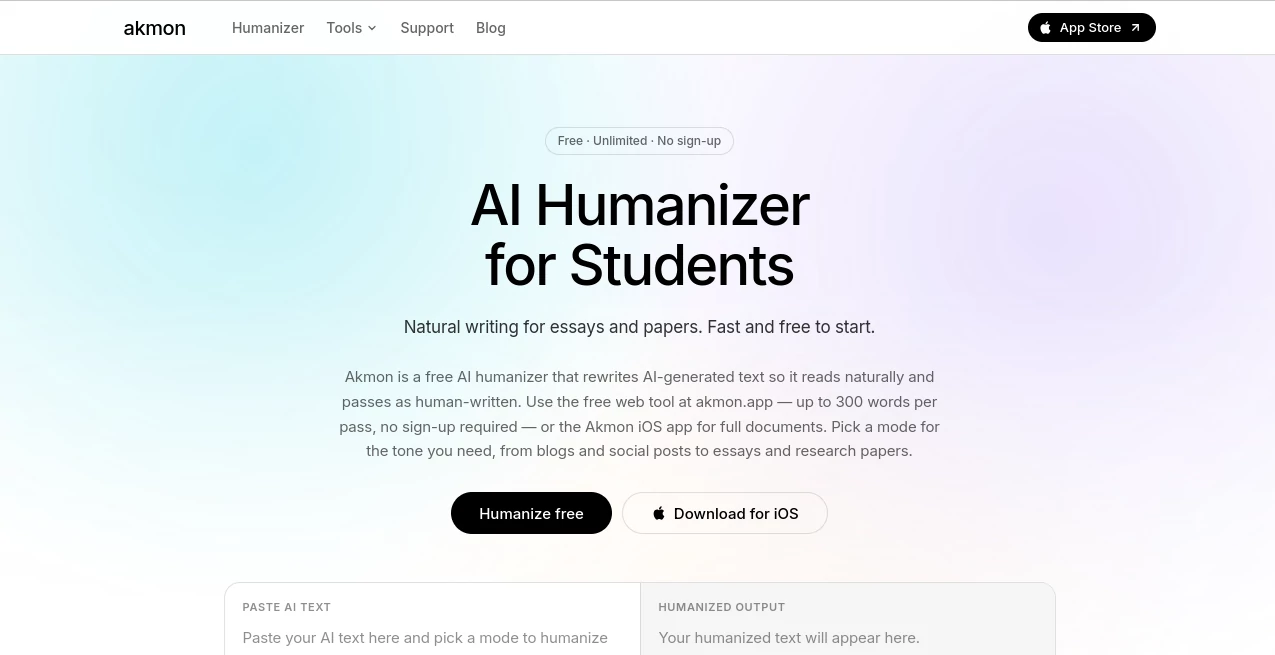 Screenshot of Akmon – An AI tool in the ,AI Rewriter ,AI Summarizer ,AI Writing Assistants ,AI PDF  category, showcasing its interface and key features.