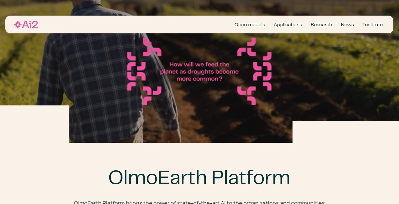 Screenshot of OlmoEarth – An AI tool in the ,AI Data Mining ,AI Research Tool ,AI Maps Generator  category, showcasing its interface and key features.
