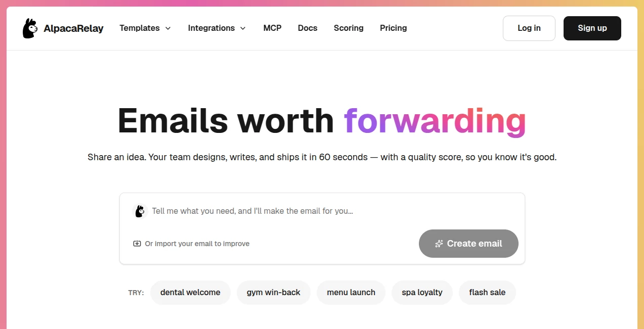 Screenshot of AlpacaRelay – An AI tool in the ,AI Content Generator ,AI Email Assistant ,AI Email Generator ,AI Email Marketing  category, showcasing its interface and key features.
