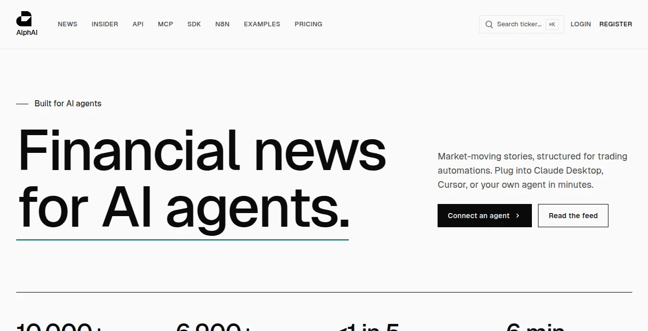 Screenshot of AlphAI – An AI tool in the ,AI API Design ,AI Developer Tools ,AI Research Tool ,AI Trading Bot Assistant  category, showcasing its interface and key features.