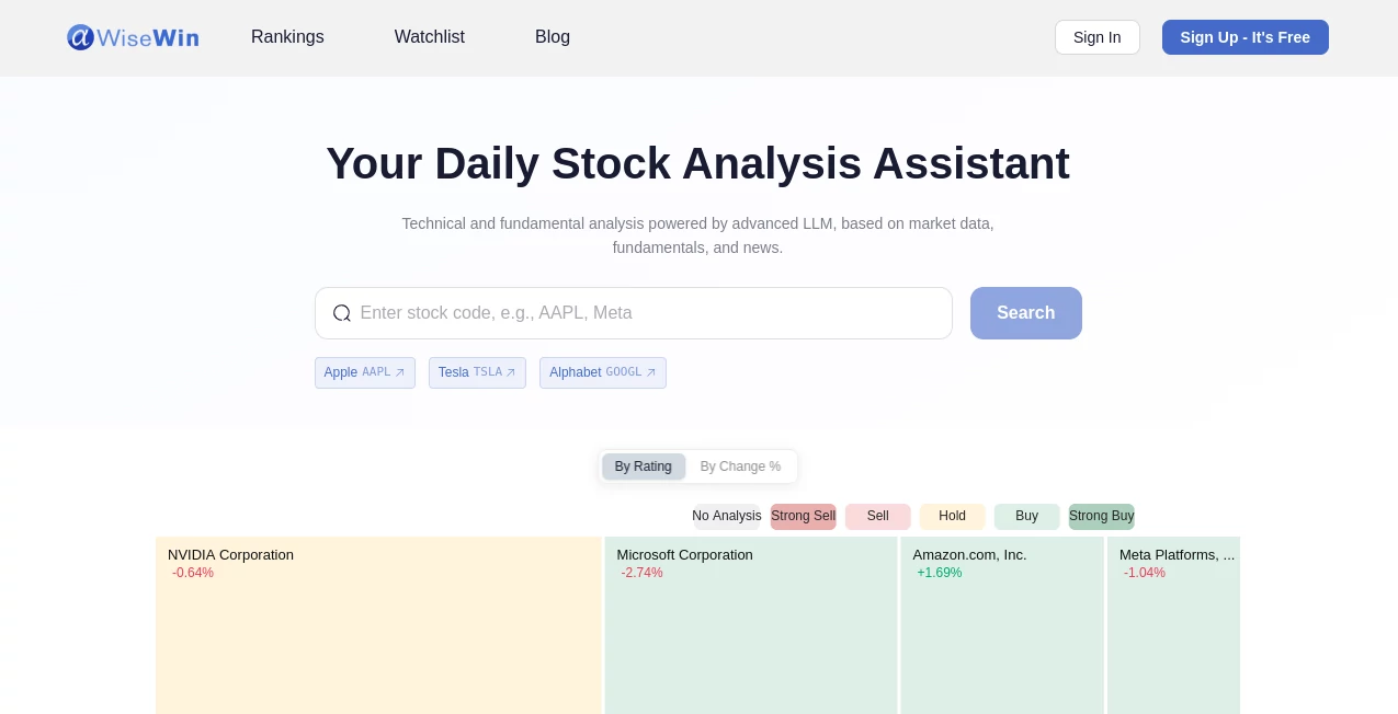 Screenshot of AlphaWiseWin – An AI tool in the ,AI Investing Assistant ,AI Research Tool ,AI Analytics Assistant  category, showcasing its interface and key features.