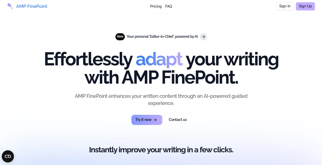 Screenshot of AMP Finepoint – An AI tool in the ,AI Advertising Assistant ,AI Analytics Assistant ,AI CRM Assistant ,Marketing  category, showcasing its interface and key features.