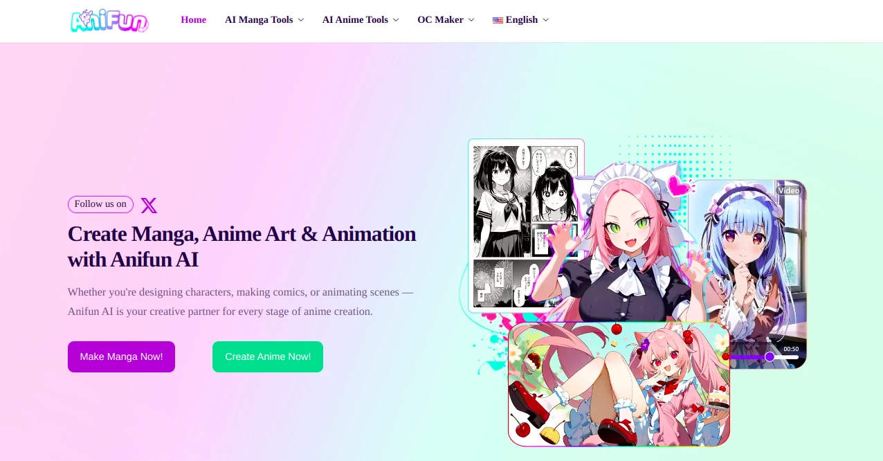 Screenshot of AniFun AI – An AI tool in the ,AI Photo & Image Generator ,AI Art Generator ,AI Image to Image ,AI Anime & Cartoon Generator  category, showcasing its interface and key features.