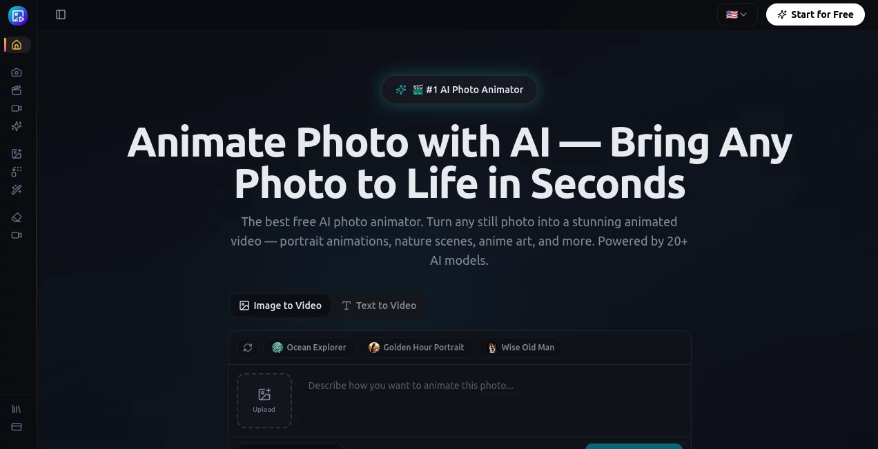 Screenshot of Animate Photo – An AI tool in the ,AI Animated Video ,AI Image to Video ,AI Text to Video ,AI Video Generator  category, showcasing its interface and key features.