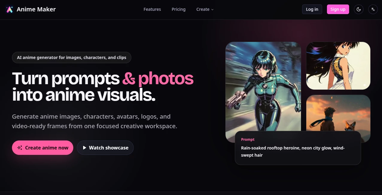 Screenshot of Anime Maker – An AI tool in the ,AI Text to Image ,AI Anime & Cartoon Generator ,AI Image to Video ,AI Character  category, showcasing its interface and key features.