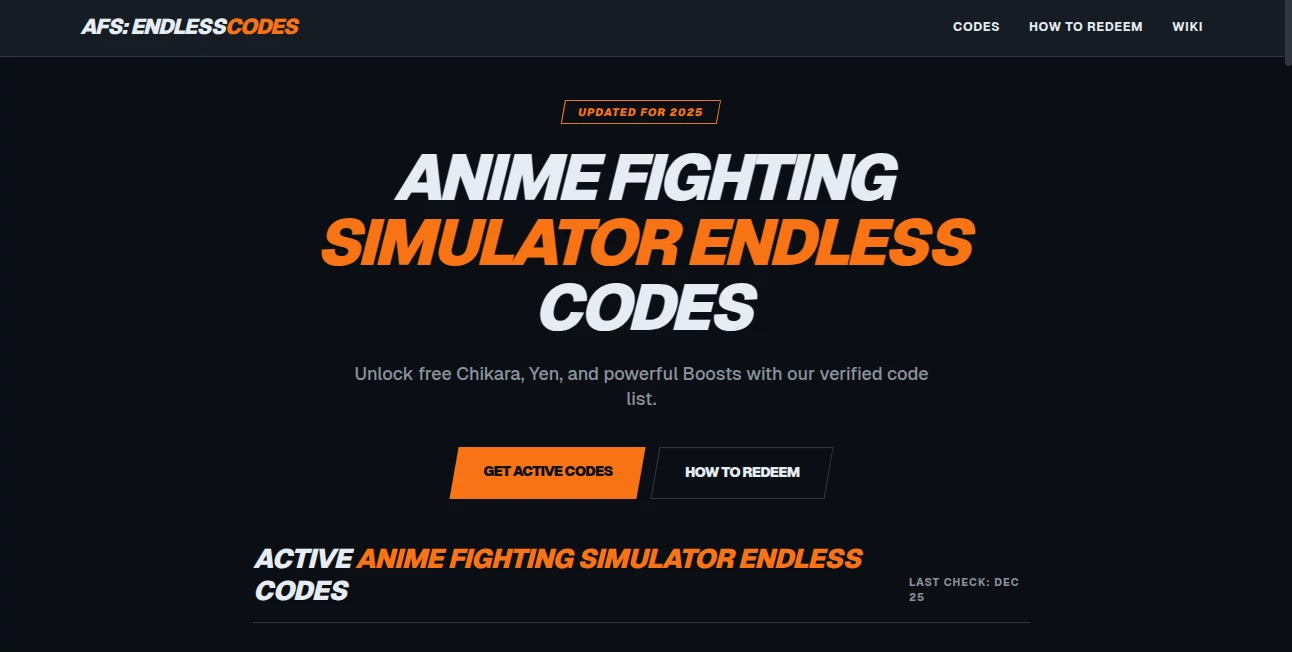 Screenshot of Anime Fighting Simulator Endless Codes – An AI tool in the ,AI Game  category, showcasing its interface and key features.