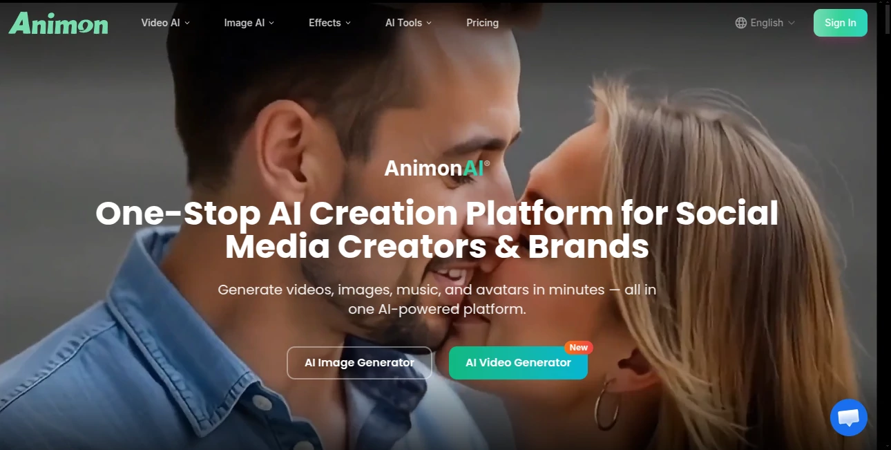 Screenshot of Animon – An AI tool in the ,AI Anime & Cartoon Generator ,AI Image to Video ,AI Video Editor ,AI Video Generator  category, showcasing its interface and key features.