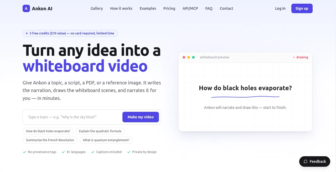 Screenshot of Ankon AI – An AI tool in the ,AI Animated Video ,AI Video Generator ,AI Text to Video ,AI Presentation Generator  category, showcasing its interface and key features.