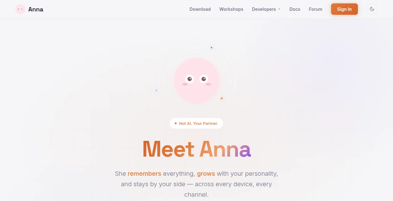 Screenshot of Anna – An AI tool in the ,AI Code Assistant ,AI Research Tool ,AI Chatbot ,AI Productivity Tools  category, showcasing its interface and key features.