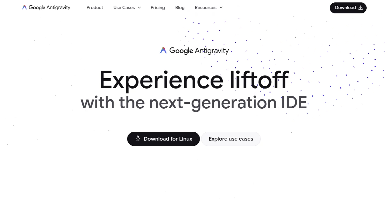 Screenshot of Google Antigravity – An AI tool in the ,AI Code Assistant ,AI Code Explanation ,AI Code Generator ,AI Developer Tools  category, showcasing its interface and key features.