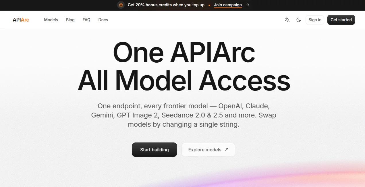 Screenshot of APIArc – An AI tool in the ,AI Chatbot ,AI API Design ,Large Language Models (LLMs) ,AI Developer Tools  category, showcasing its interface and key features.