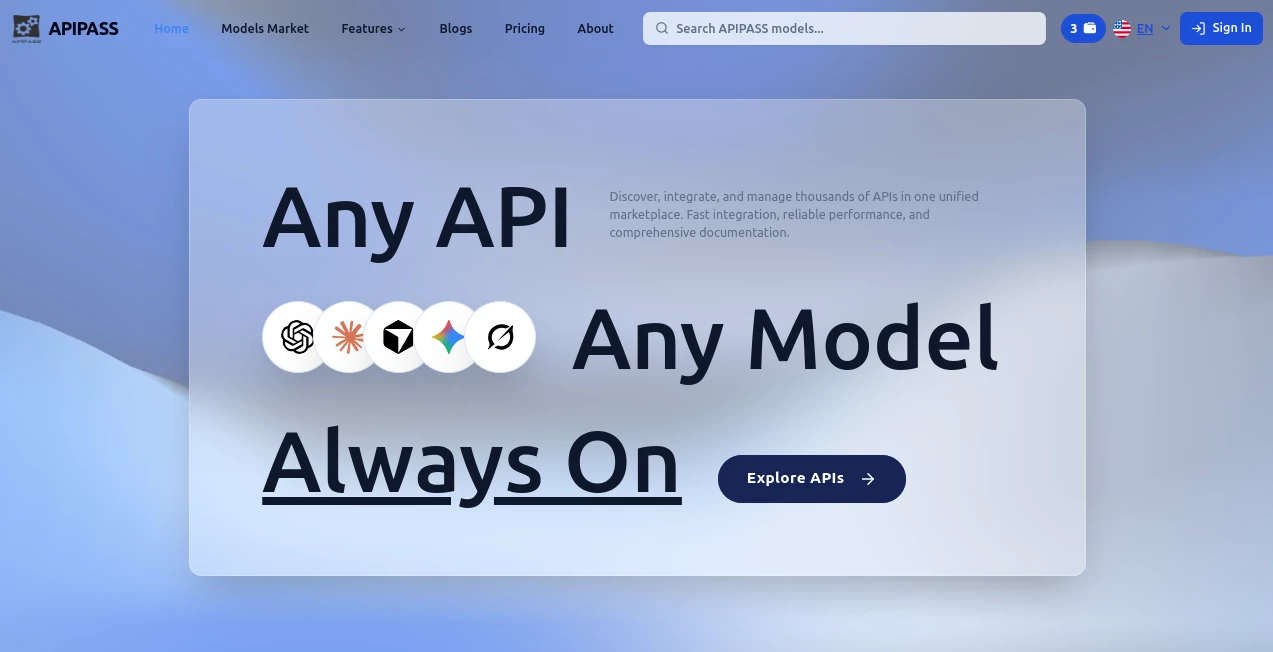 Screenshot of APIPASS – An AI tool in the ,AI API Design ,AI Developer Tools ,AI Research Tool  category, showcasing its interface and key features.