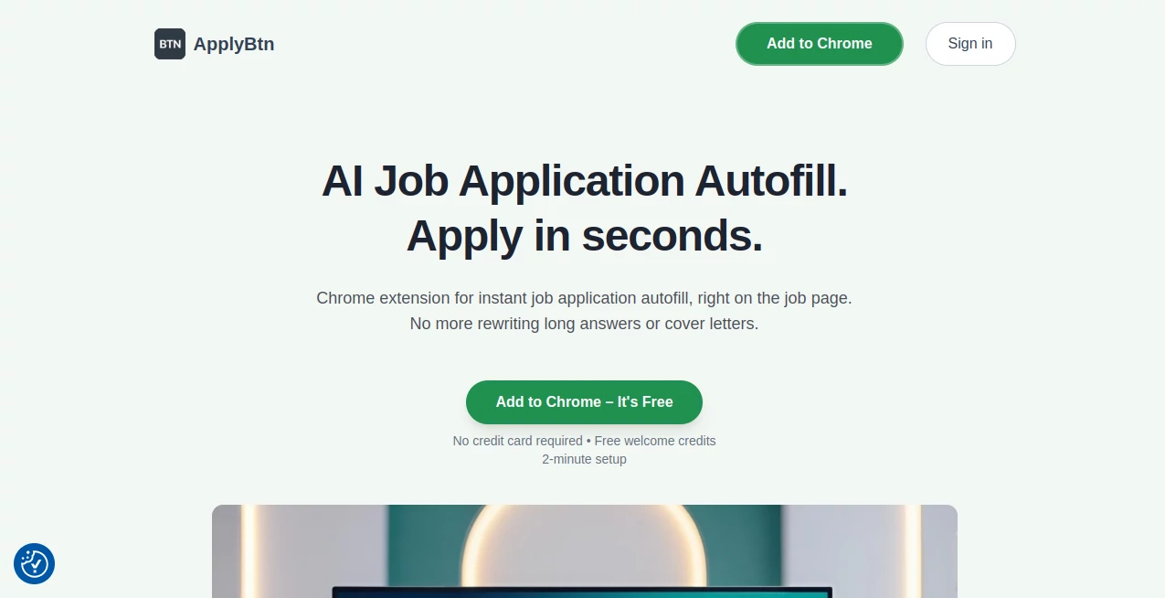 Screenshot of ApplyBtn – An AI tool in the ,AI Cover Letter Generator ,AI Productivity Tools ,AI Recruiting ,AI Resume Builder  category, showcasing its interface and key features.