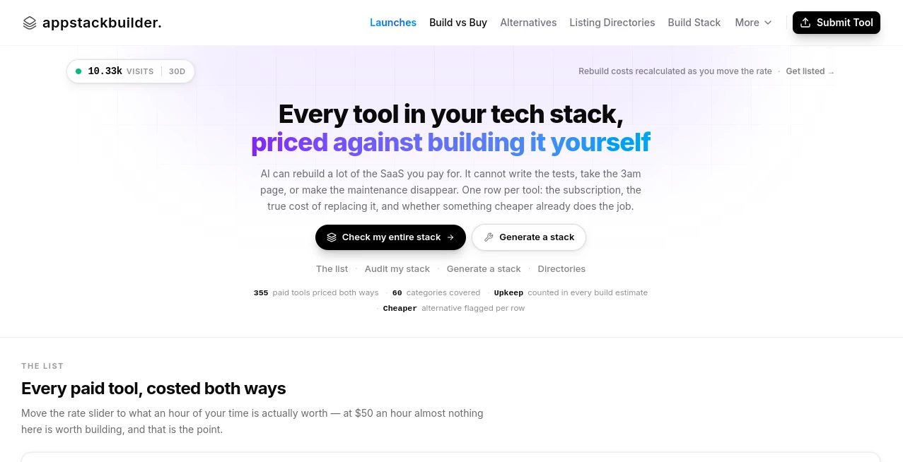 Screenshot of appstackbuilder – An AI tool in the ,Code & IT ,AI Developer Tools  category, showcasing its interface and key features.