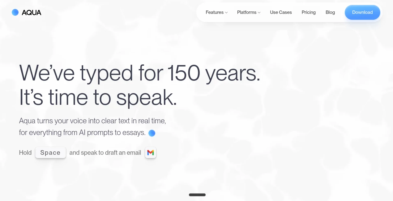 Screenshot of Aqua Voice – An AI tool in the ,AI Productivity Tools ,AI Transcription ,AI Speech to Text ,AI Writing Assistants  category, showcasing its interface and key features.